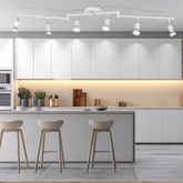 6-head LED Track Lighting Fixture, No Bulbs (GU10 Base, White)